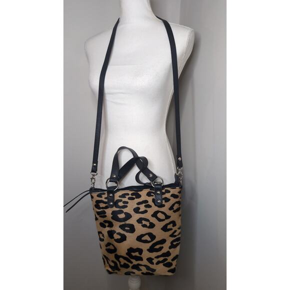 Maurizio Taiuti calf hair leopard leather convertible crossbody Italy - Picture 2 of 12